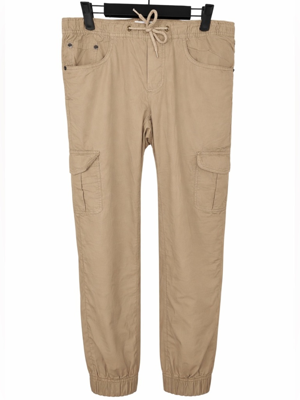 🆓 $0 WITH PURCHASE - IZOD Cargo Jogger Pants Tan Utility Drawstring Sz 32x30
